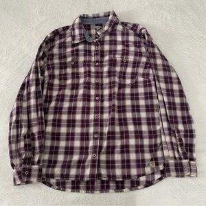 Women’s XL 16/18 CARHARTT Dodson Purple Cotton Long Sleeve Plaid Button Up Shirt